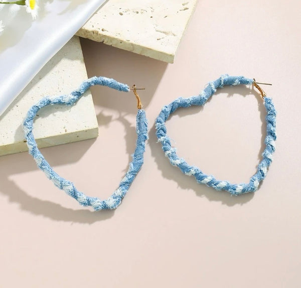 Dope Denim Wrapped Hoop Earrings