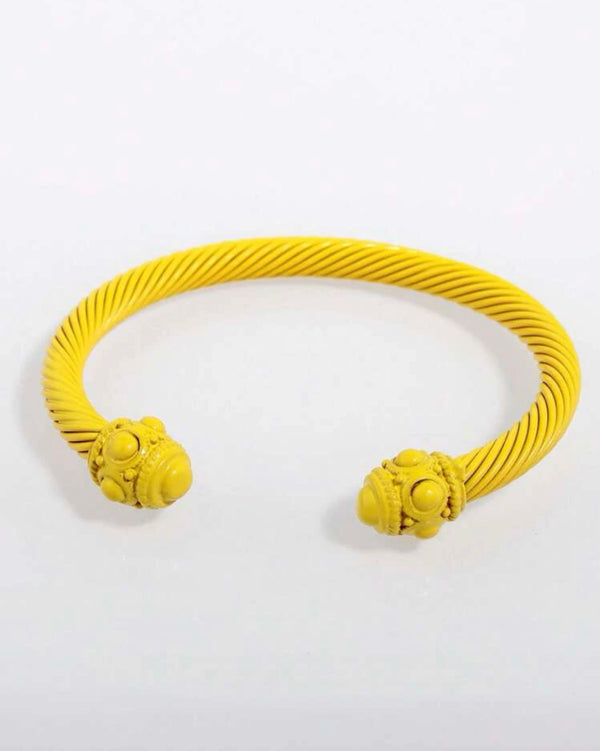 Vintage Yellow Twist Detail Cuff Bangle