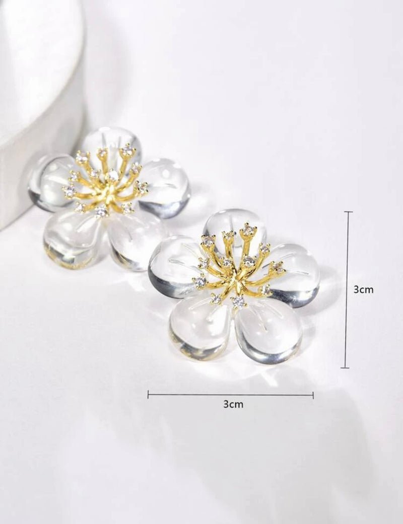 Crystal Fashion Copper Flower Earrings