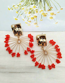 Bohemian Style Crystal Fan-Shaped Earrings