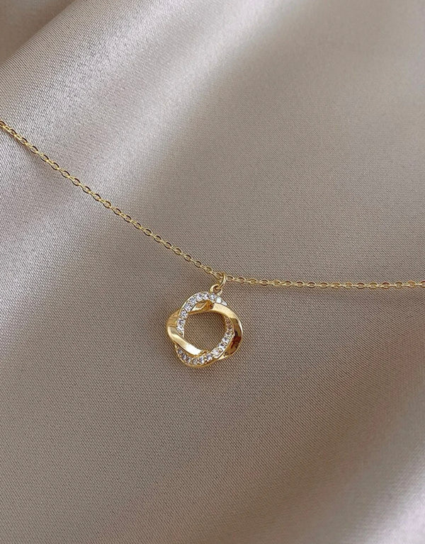 Rhinestone Ring Charm Necklace