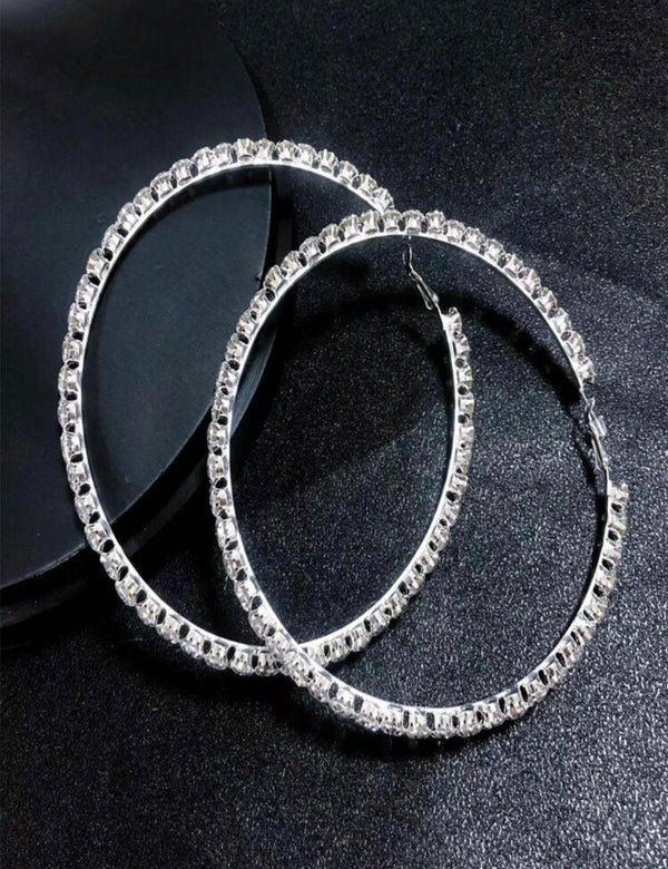 Big & Sparkle Crystal Round Hoop Earrings