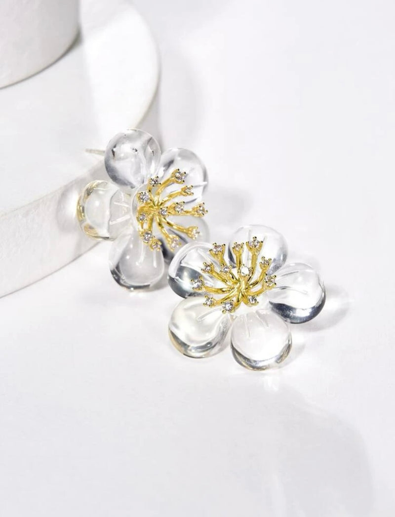 Crystal Fashion Copper Flower Earrings