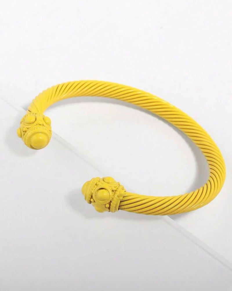 Vintage Yellow Twist Detail Cuff Bangle