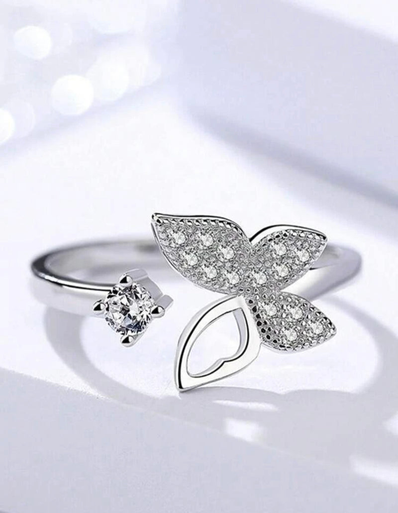 Elegant Rhinestone Butterfly Ring -  1pc