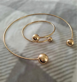 Ball Cuff Choker & Bangle Copper Gold Jewelry