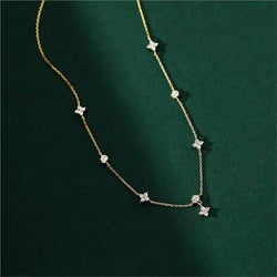Leaf Zircon Flower Chain Necklace