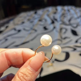 Adjustable White Pearls Ring