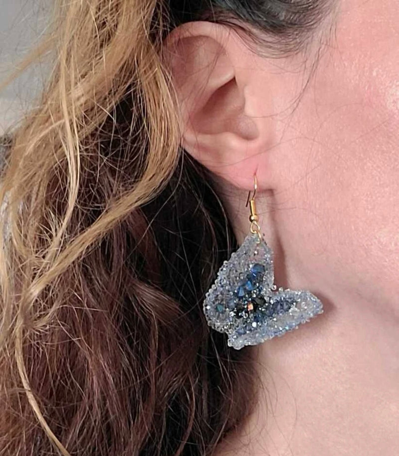 Glimmering Butterflies Blue Earrings