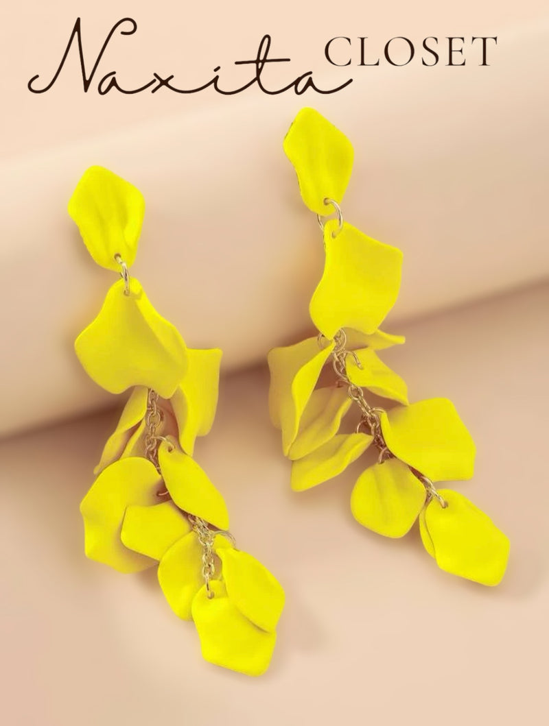Petal Flower Tassel Dangle Earrings