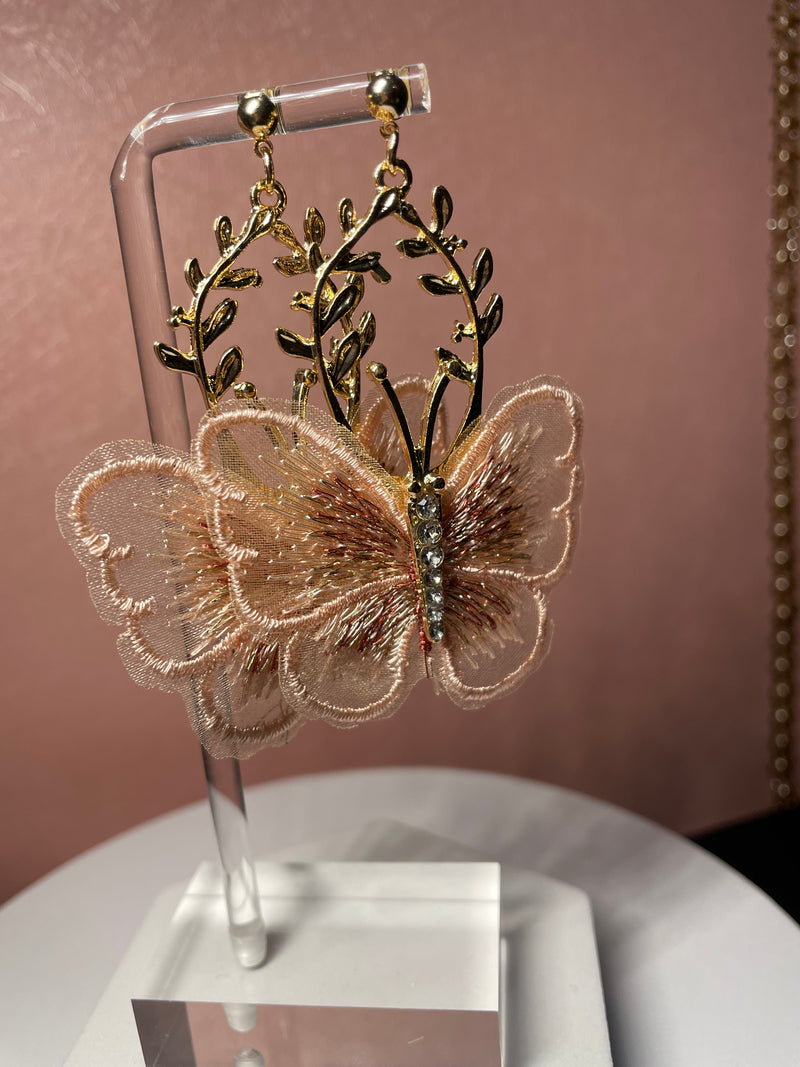 Embroidery Lace Butterfly Earrings