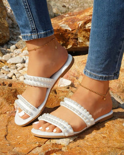 Pearl Double Strap Slide Sandals