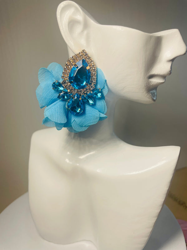 Floral Lace Rhinestone Stud Earrings
