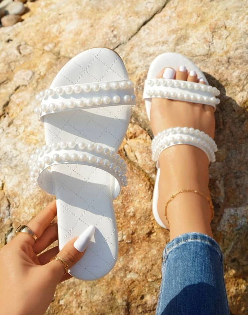 Pearl Double Strap Slide Sandals