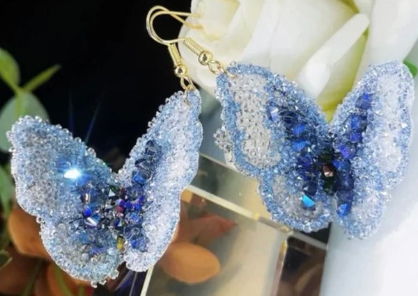 Glimmering Butterflies Blue Earrings