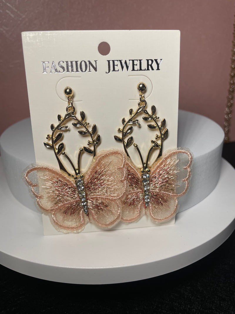 Embroidery Lace Butterfly Earrings