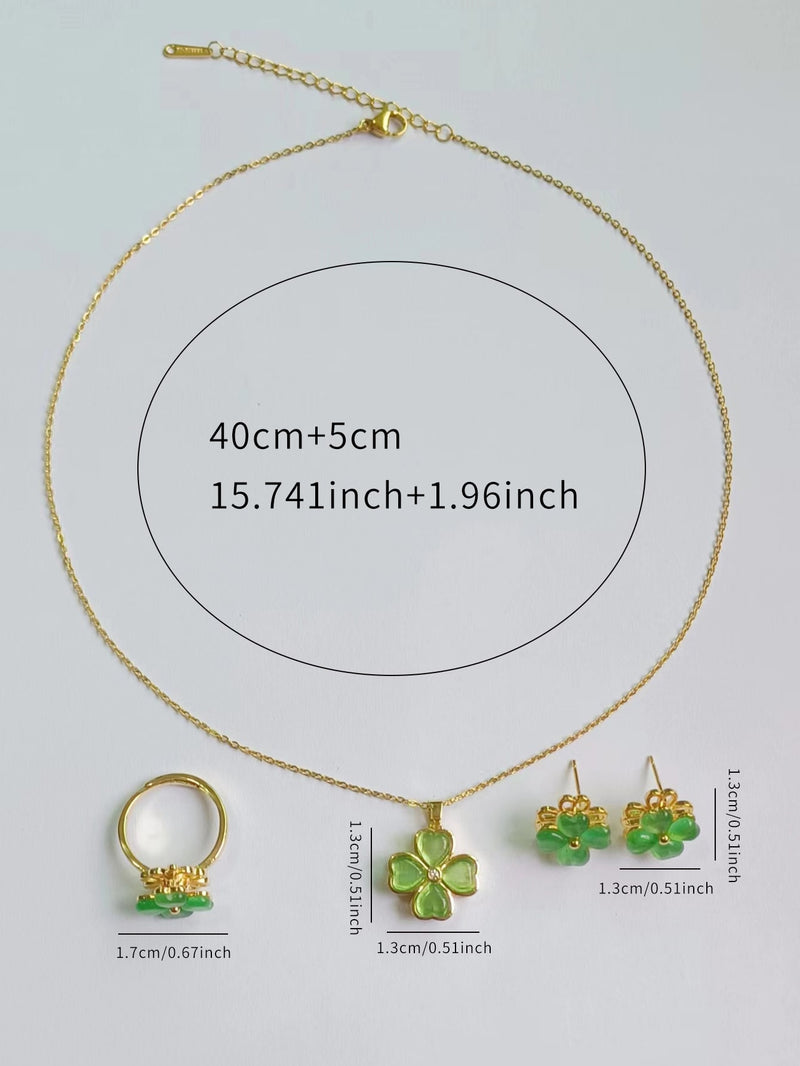 Four leaf Clover Jewelry Set - 4pcs