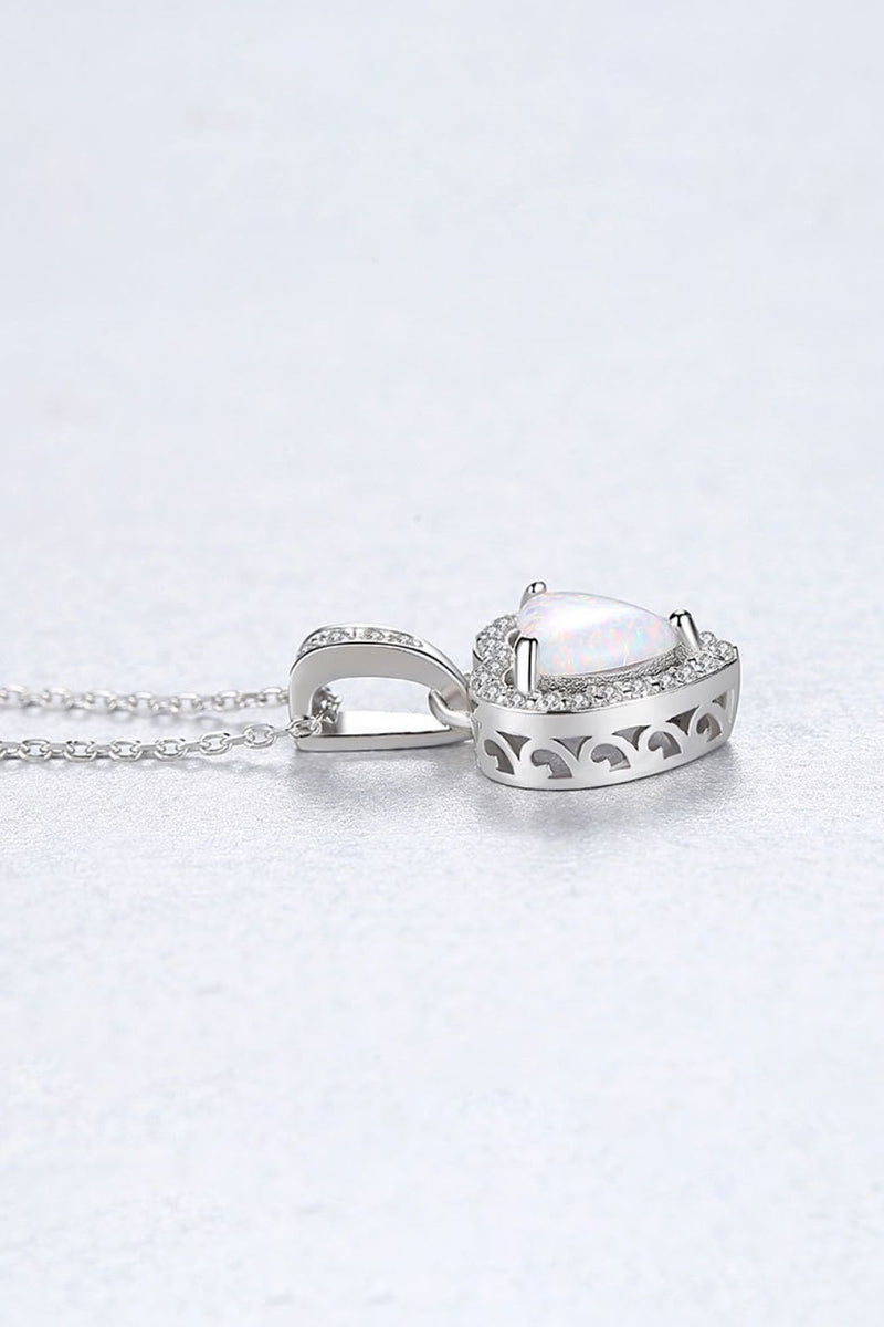 Opal Heart Pendant 925 Sterling Silver Necklace