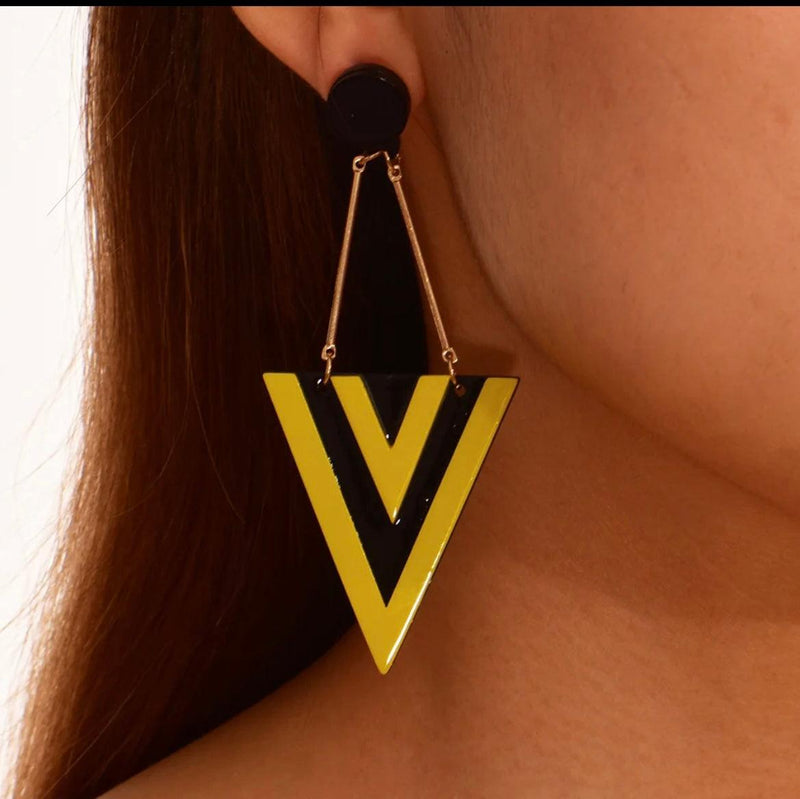 Triangle Drop Luxury Earring (Yellow) - Naxita Closet