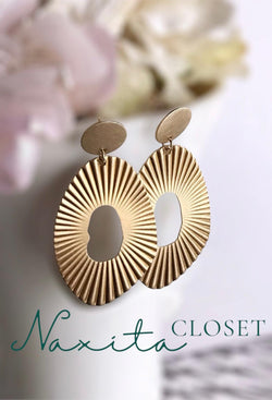 Sun-ray Earrings - Brushed Brass - Naxita Closet