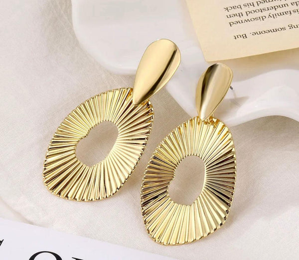 Sun-ray Earrings - Brushed Brass - Naxita Closet