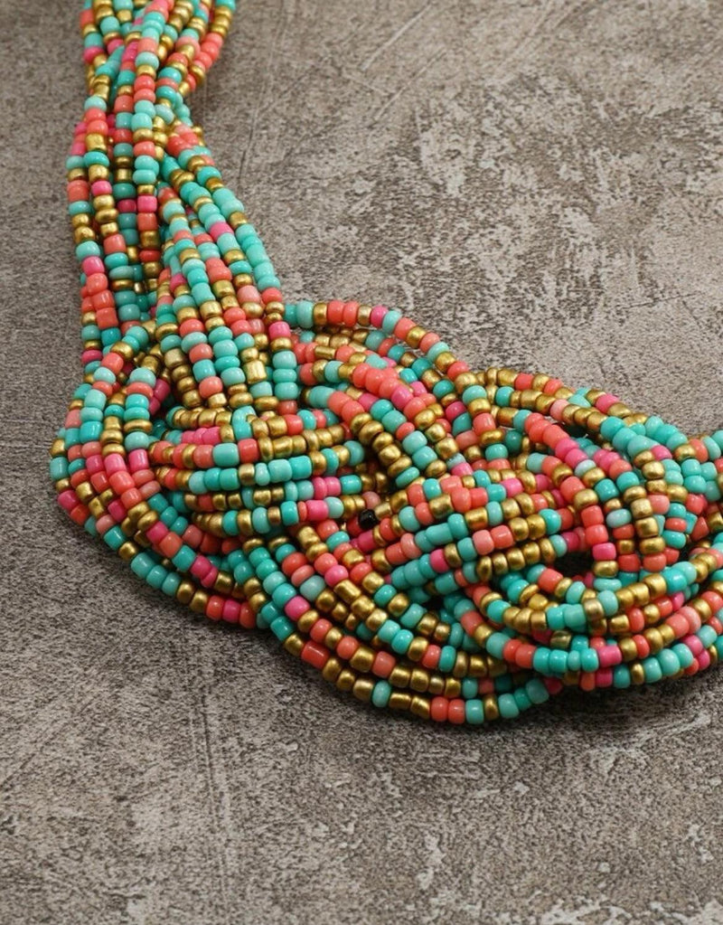 Lovely Seed Beads Collar Beaded Set - Naxita Closet