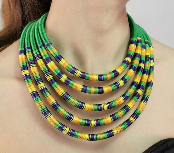 African Inspired Block Necklace Set - Naxita Closet