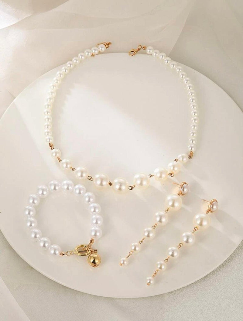 Faux Pearl Jewelry Set - 4pcs - Naxita Closet