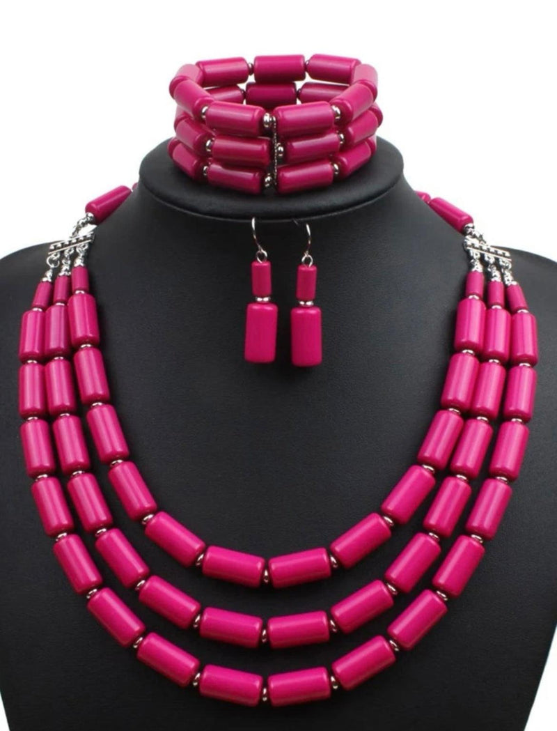 Beautiful Beaded Necklace Set - 3pcs - Naxita Closet