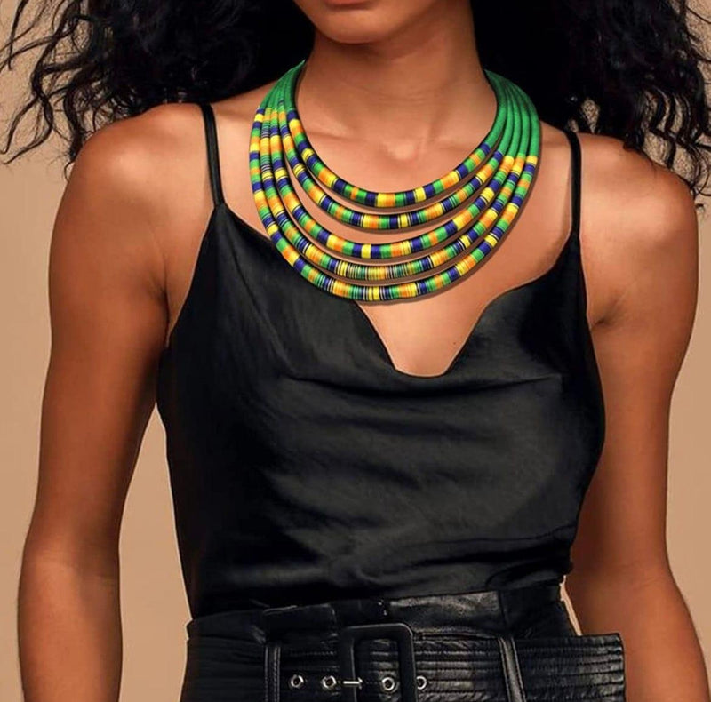 African Inspired Block Necklace Set - Naxita Closet