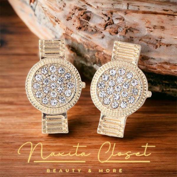 Crystal Watch Shaped Rhinestone Statement Stud Earrings - Naxita Closet