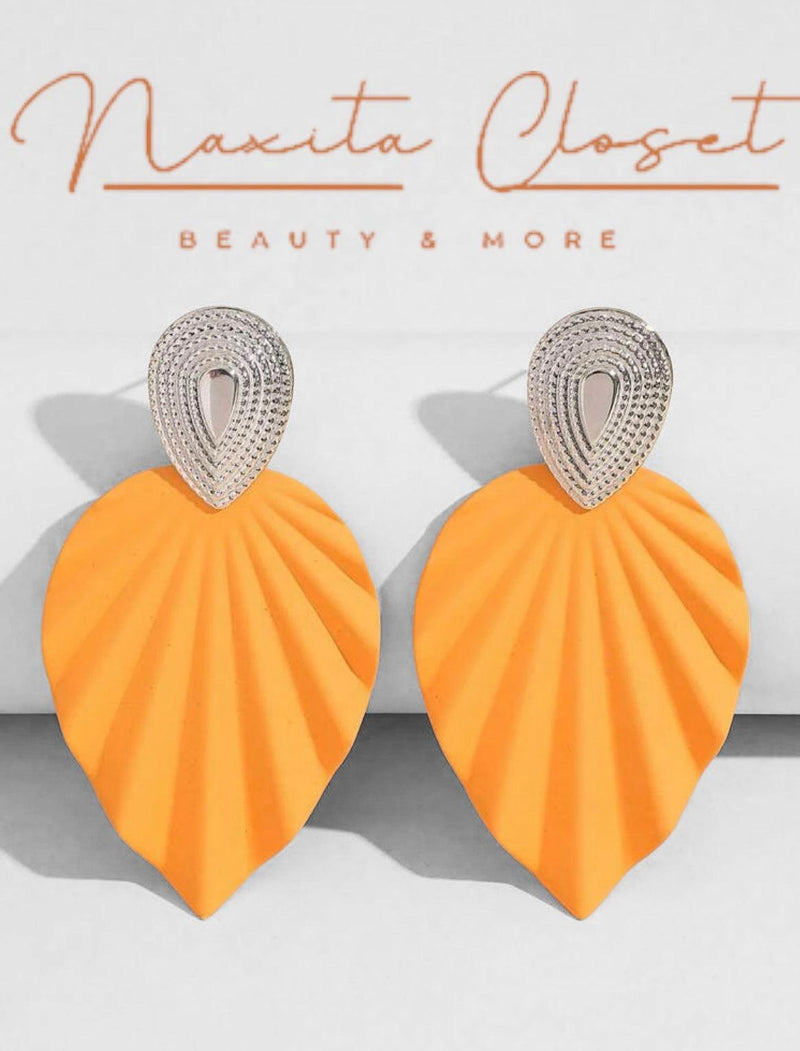 Leafie - Leaf Textured Drop Earrings - Naxita Closet
