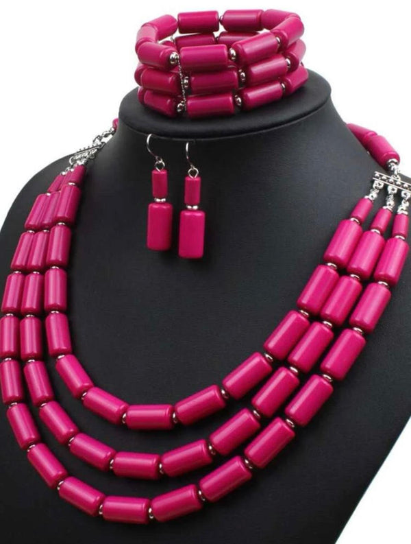 Beautiful Beaded Necklace Set - 3pcs - Naxita Closet