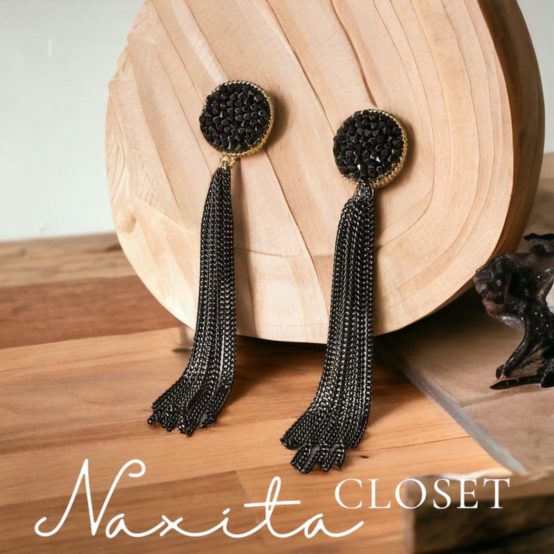 Chain Tassel Drop Earrings - Naxita Closet