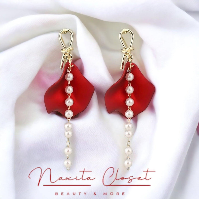 Sexy Rose Petal Long Tassel Earrings - Naxita Closet
