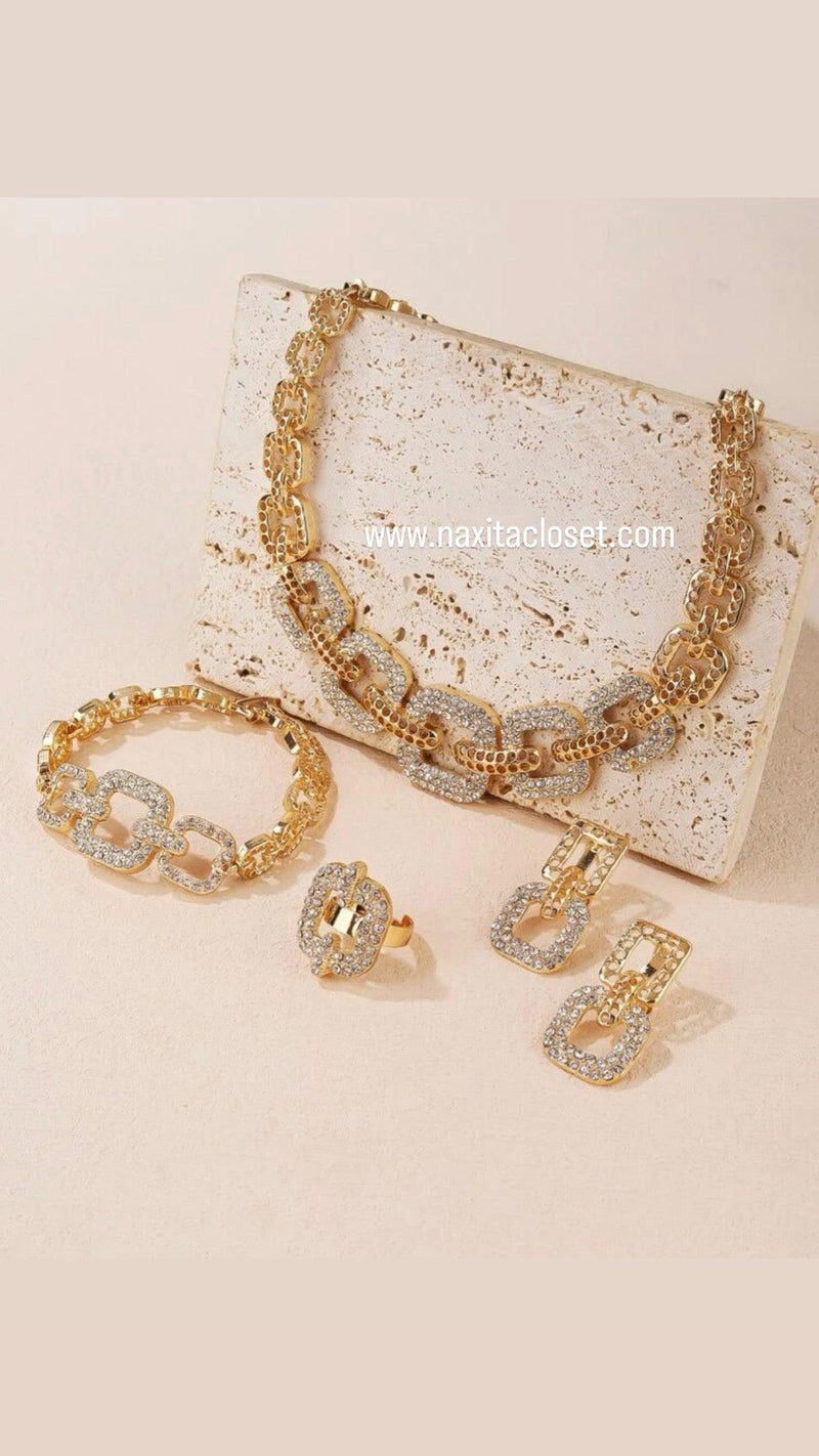 Rhinestone Jewelry Set 5pcs - Naxita Closet