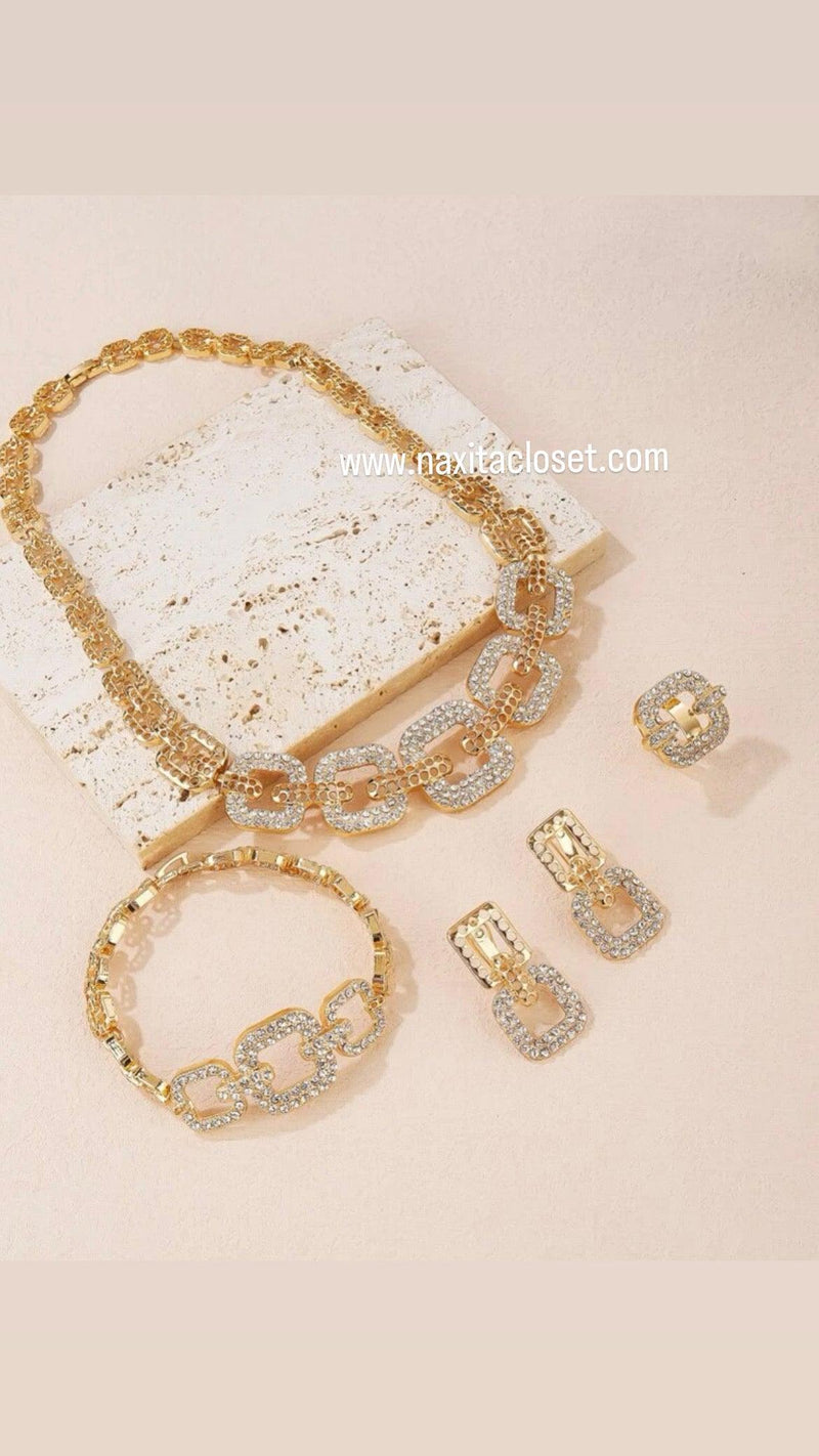 Rhinestone Jewelry Set 5pcs - Naxita Closet