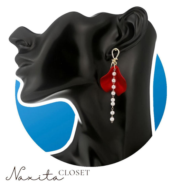 Sexy Rose Petal Long Tassel Earrings - Naxita Closet